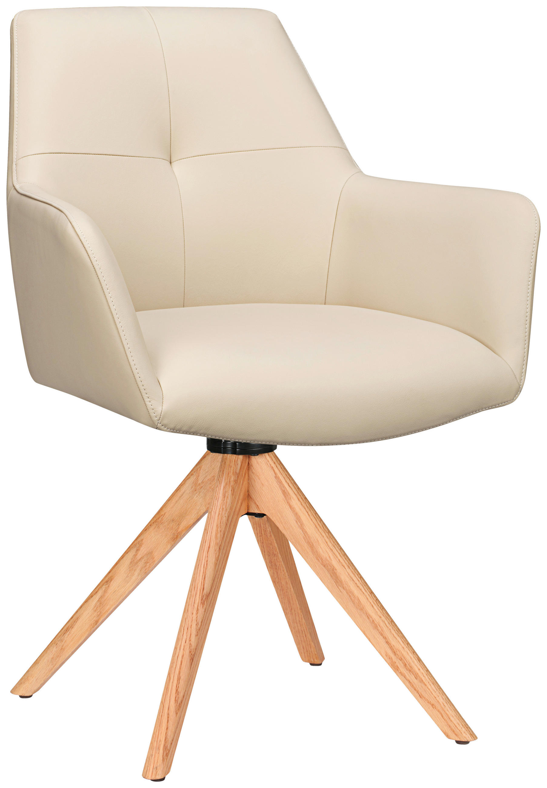 ARMLEHNSTUHL  in Echtleder pigmentiert  - Eichefarben/Beige, Design, Leder/Holz (60/87,5/63,5cm) - Novel