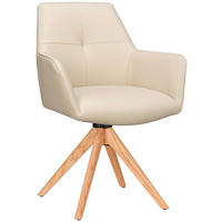 ARMLEHNSTUHL  in Echtleder pigmentiert  - Eichefarben/Beige, Design, Leder/Holz (60/87,5/63,5cm) - Novel