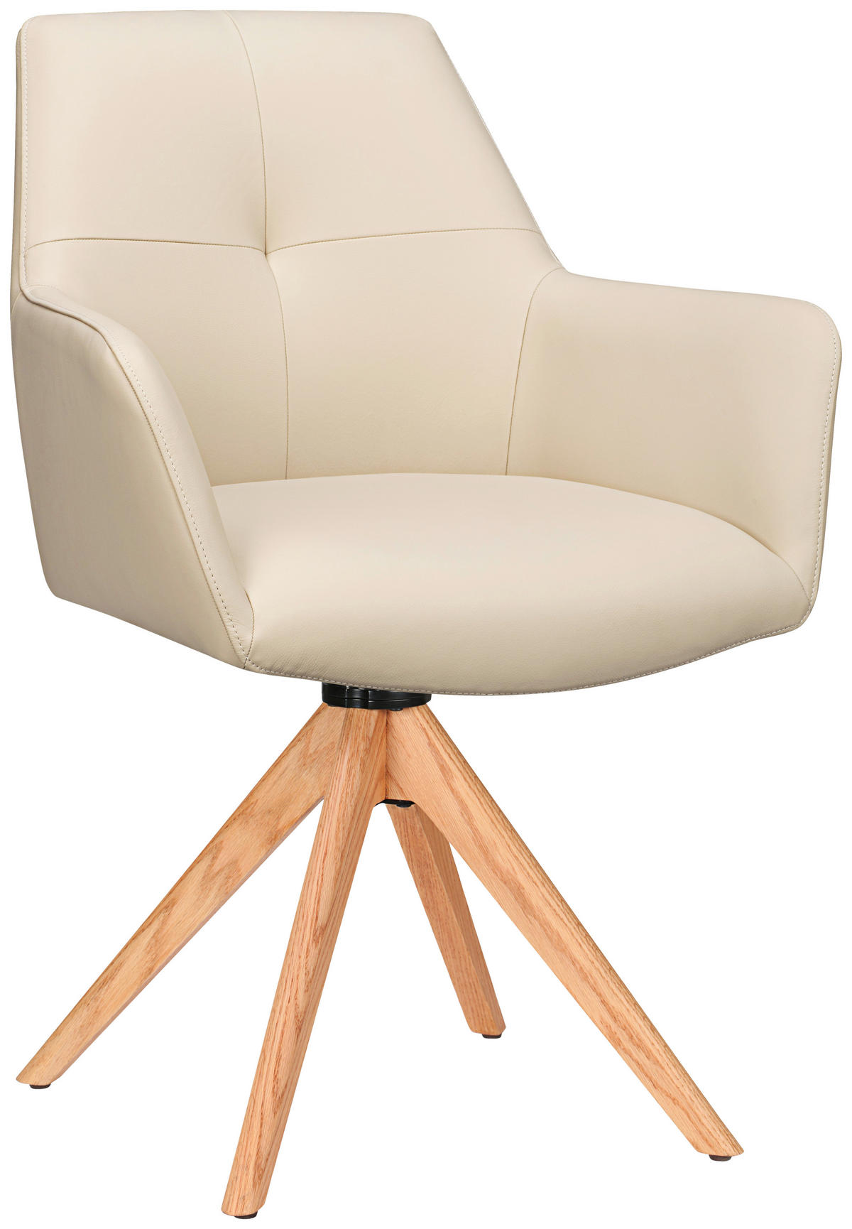 ARMLEHNSTUHL  in Echtleder pigmentiert  - Eichefarben/Beige, Design, Leder/Holz (60/87,5/63,5cm) - Novel