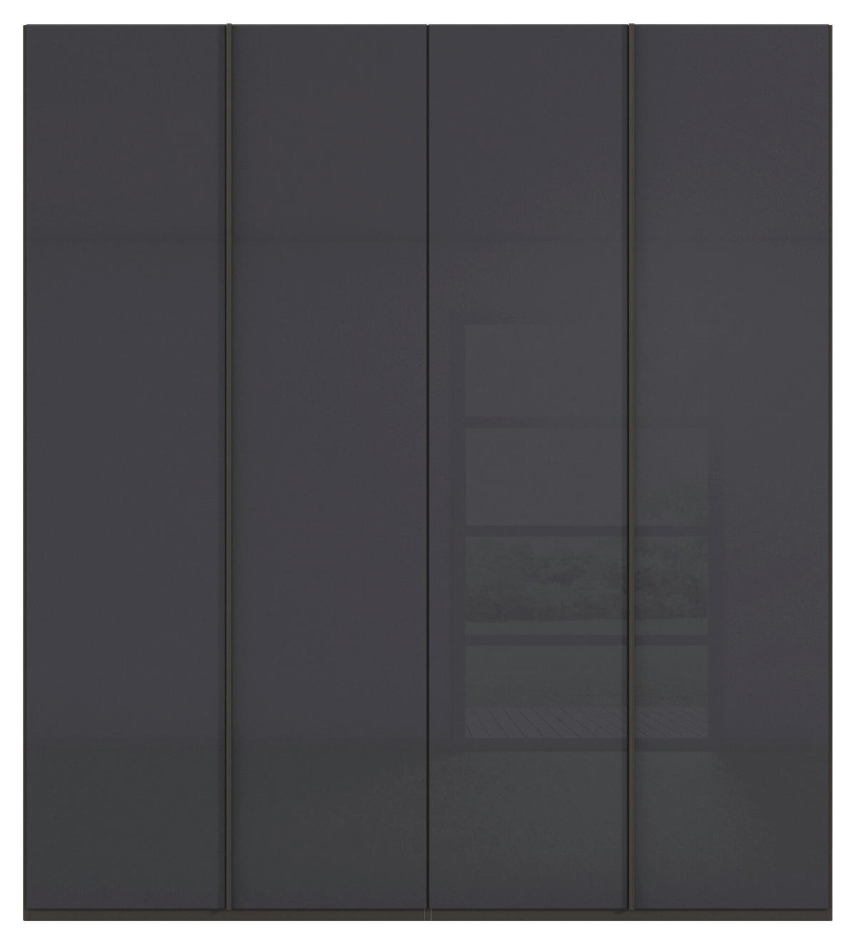 DREHTÜRENSCHRANK 201/223/61 cm,  in Graphitfarben, 4-türig  - Graphitfarben, Basics, Glas/Holzwerkstoff (201/223/61cm) - Novel
