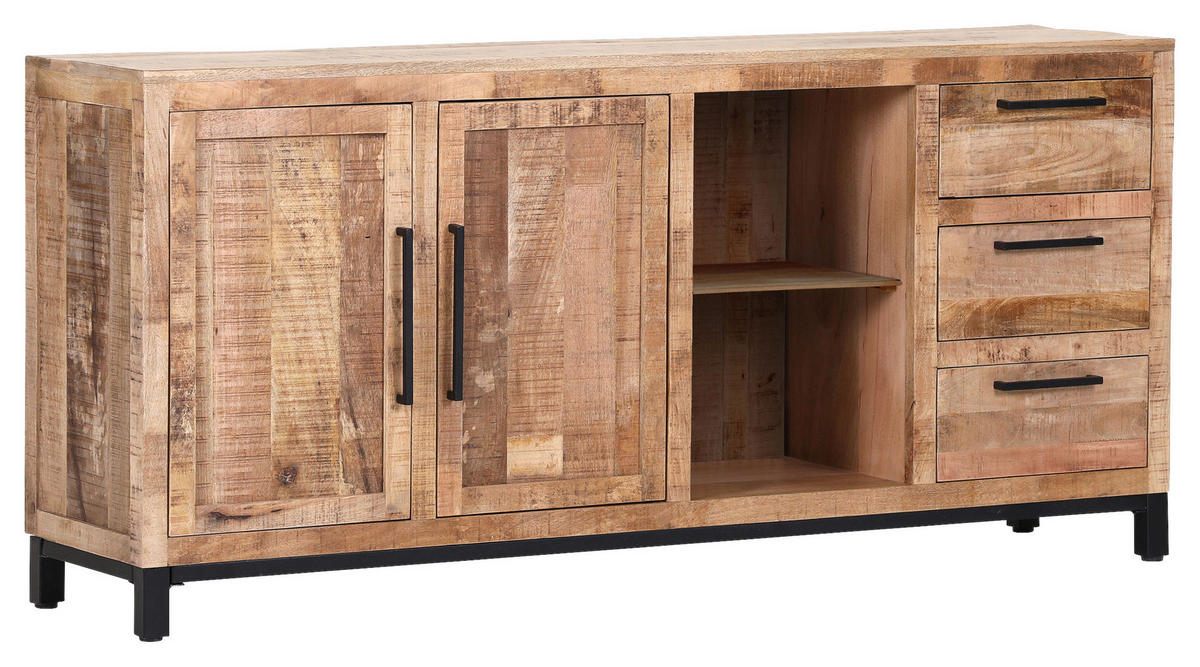 SIDEBOARD RIO 175/80/40 cm 3 Schublade(n)  - Schwarz/Naturfarben, Design, Holz/Metall (175/80/40cm) - Landscape