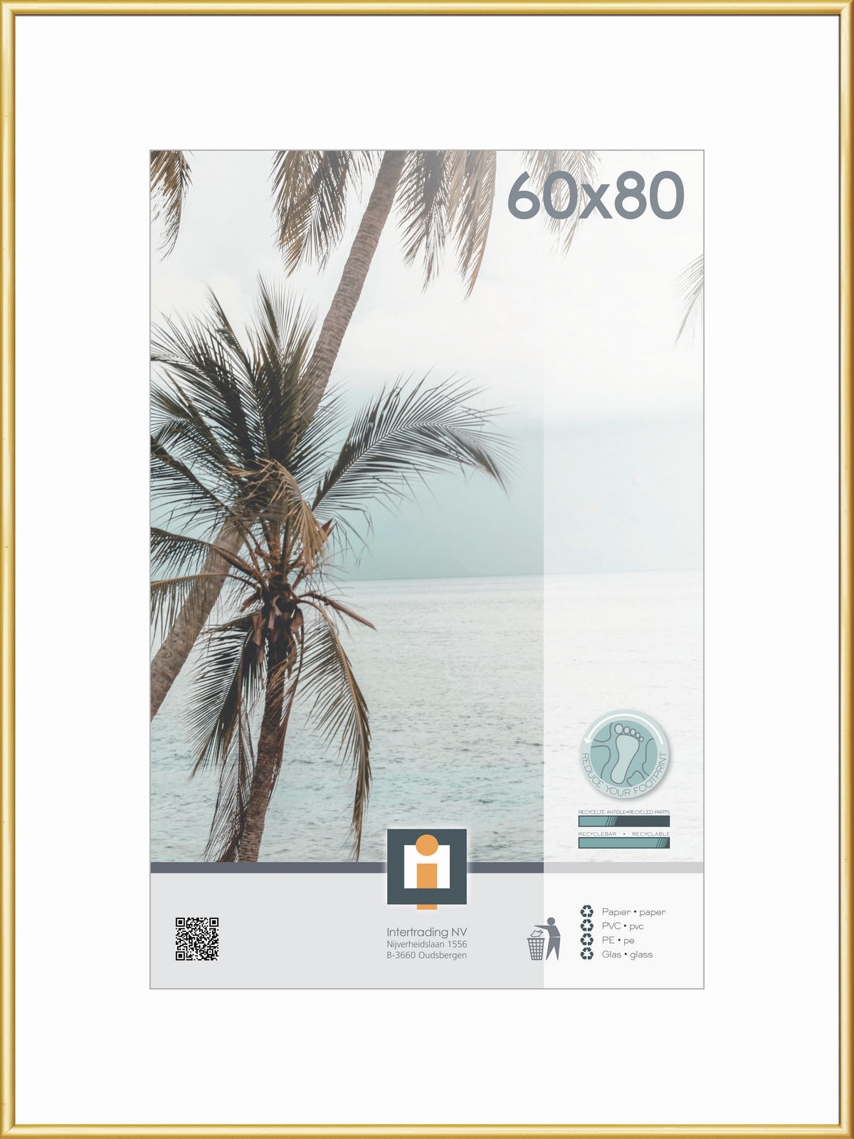 RÁM NA OBRAZY, 1 foto 60 cm x 80 cm - barvy zlata, Basics, plast/sklo (81,1/61,1cm)