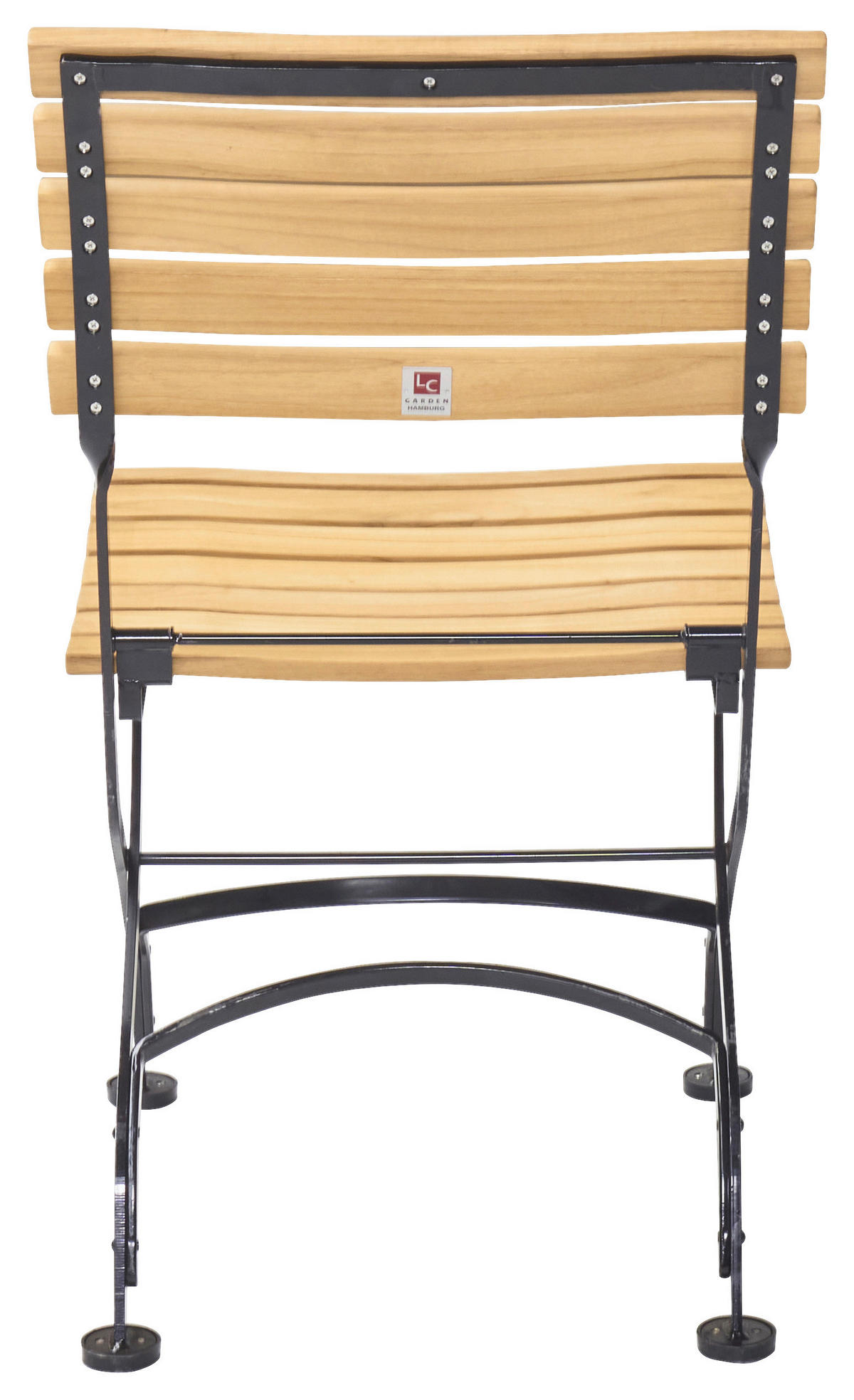 GARTENKLAPPSTUHL Teakholz Stahl Schwarz, Teakfarben  - Schwarz/Teakfarben, ROMANTIK / LANDHAUS, Holz/Metall (46/59/86,5cm) - Ambia Garden