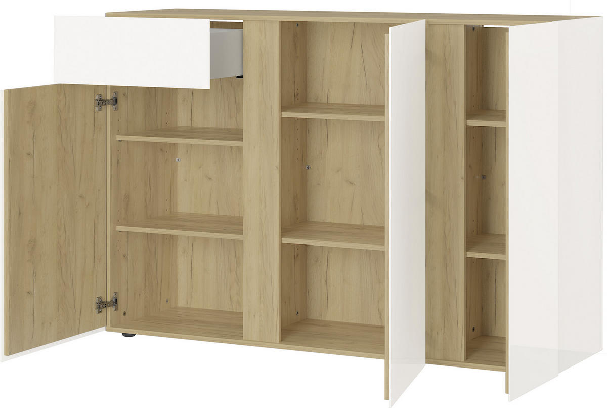 SIDEBOARD  152/103/42 cm 1 Schublade(n)  - Kaschmir/Eichefarben, KONVENTIONELL, Glas/Holzwerkstoff (152/103/42cm)