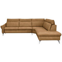 ECKSOFA in Echtleder Honig, Currygelb  - Currygelb/Edelstahlfarben, Konventionell, Leder/Metall (296/242cm) - Himolla Komfortklass