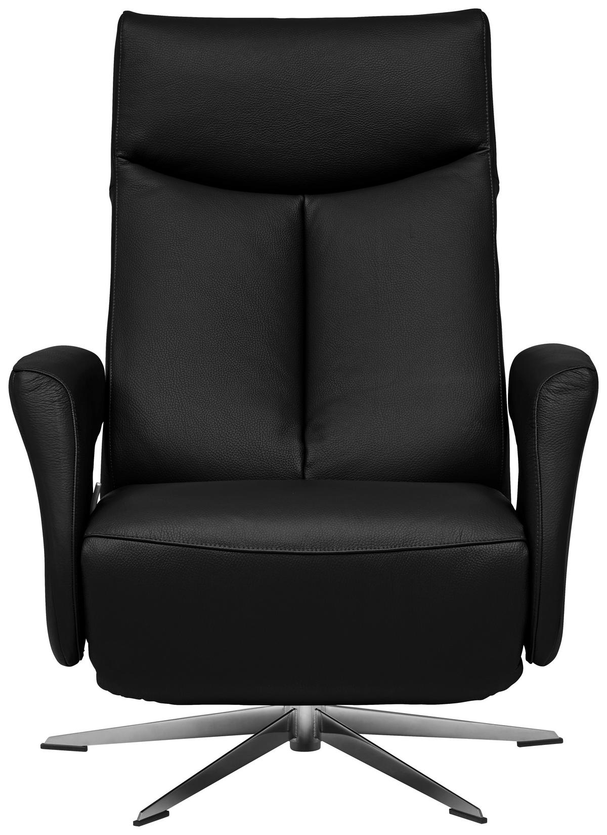 RELAXSESSEL in Leder Schwarz  - Chromfarben/Schwarz, Design, Leder/Metall (74/105/82cm) - Welnova