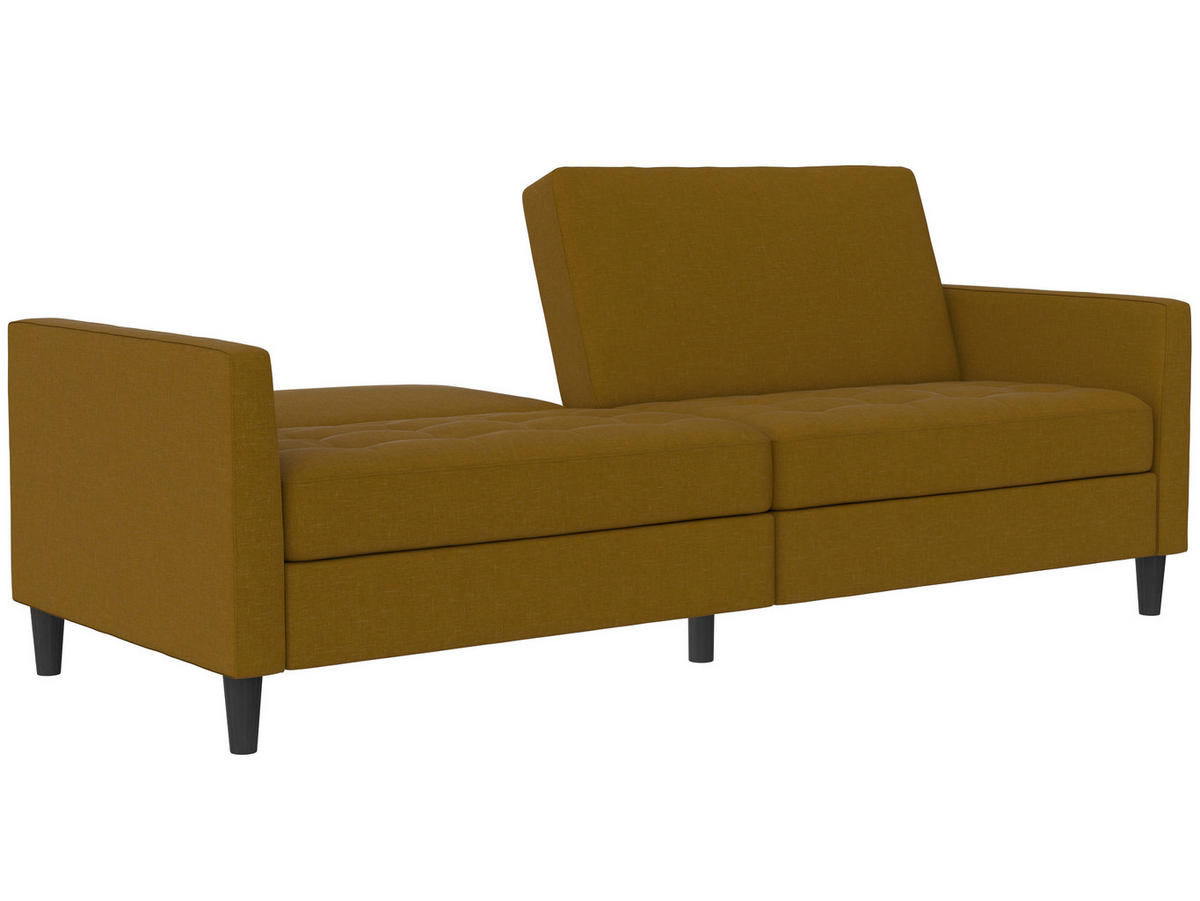 SCHLAFSOFA Webstoff, Leinenoptik Currygelb  - Currygelb/Schwarz, Basics, Kunststoff/Textil (207/86/86cm) - Livetastic