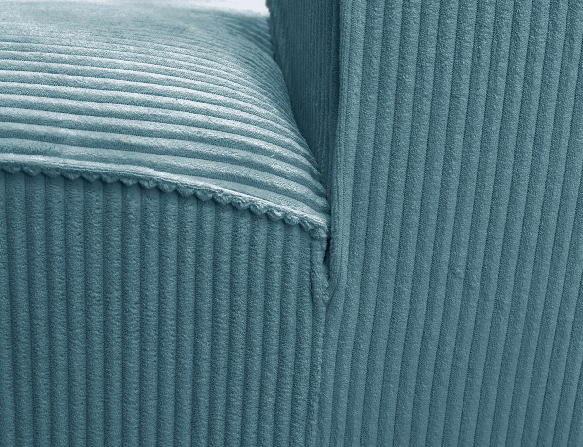 ECKSOFA ANTHONY Blau Cord  - Blau/Schwarz, Design, Kunststoff/Textil (163/275cm) - MID.YOU