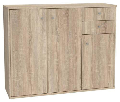 KOMMODE  in 108,8/85,5/34,8 cm  - Alufarben/Sonoma Eiche, Design, Holzwerkstoff/Kunststoff (108,8/85,5/34,8cm)