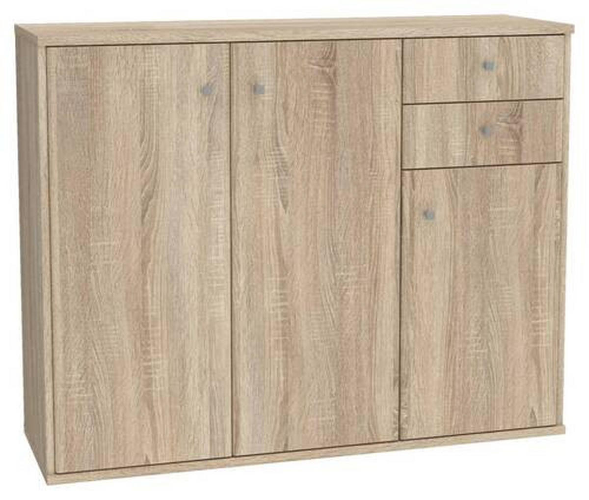 KOMMODE 108,8/85,5/34,8 cm  in Sonoma Eiche  - Alufarben/Sonoma Eiche, Design, Holzwerkstoff/Kunststoff (108,8/85,5/34,8cm)
