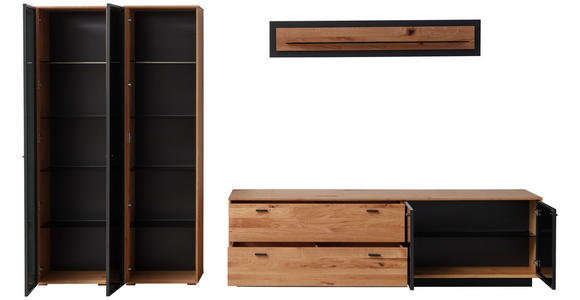 WOHNWAND  in Anthrazit, Eichefarben  333/190/50 cm  - Eichefarben/Anthrazit, Natur, Glas/Holz (333/190/50cm) - Linea Natura
