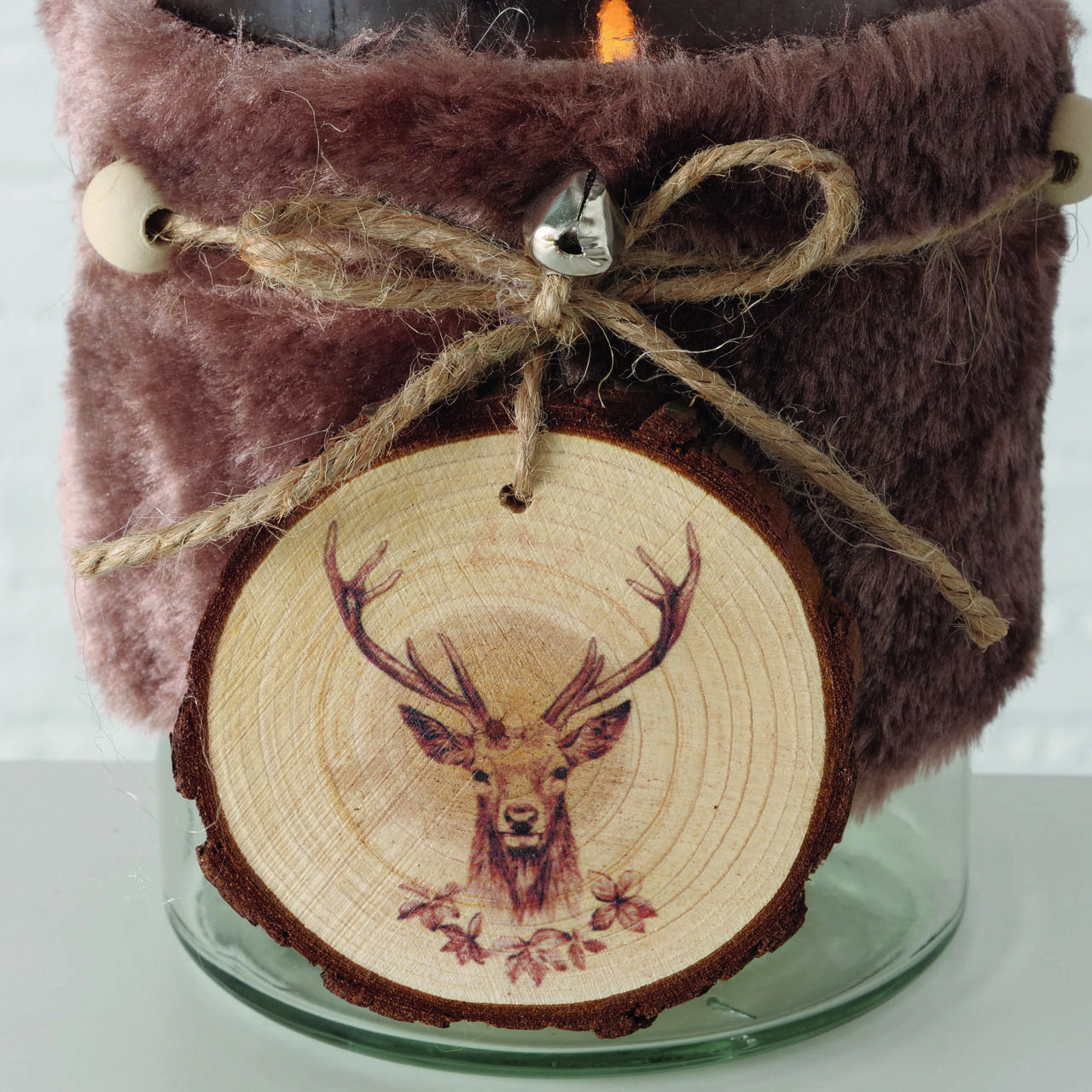 WINDLICHT - Transparent/Dunkelbraun, LIFESTYLE, Glas/Holz (12/19cm)