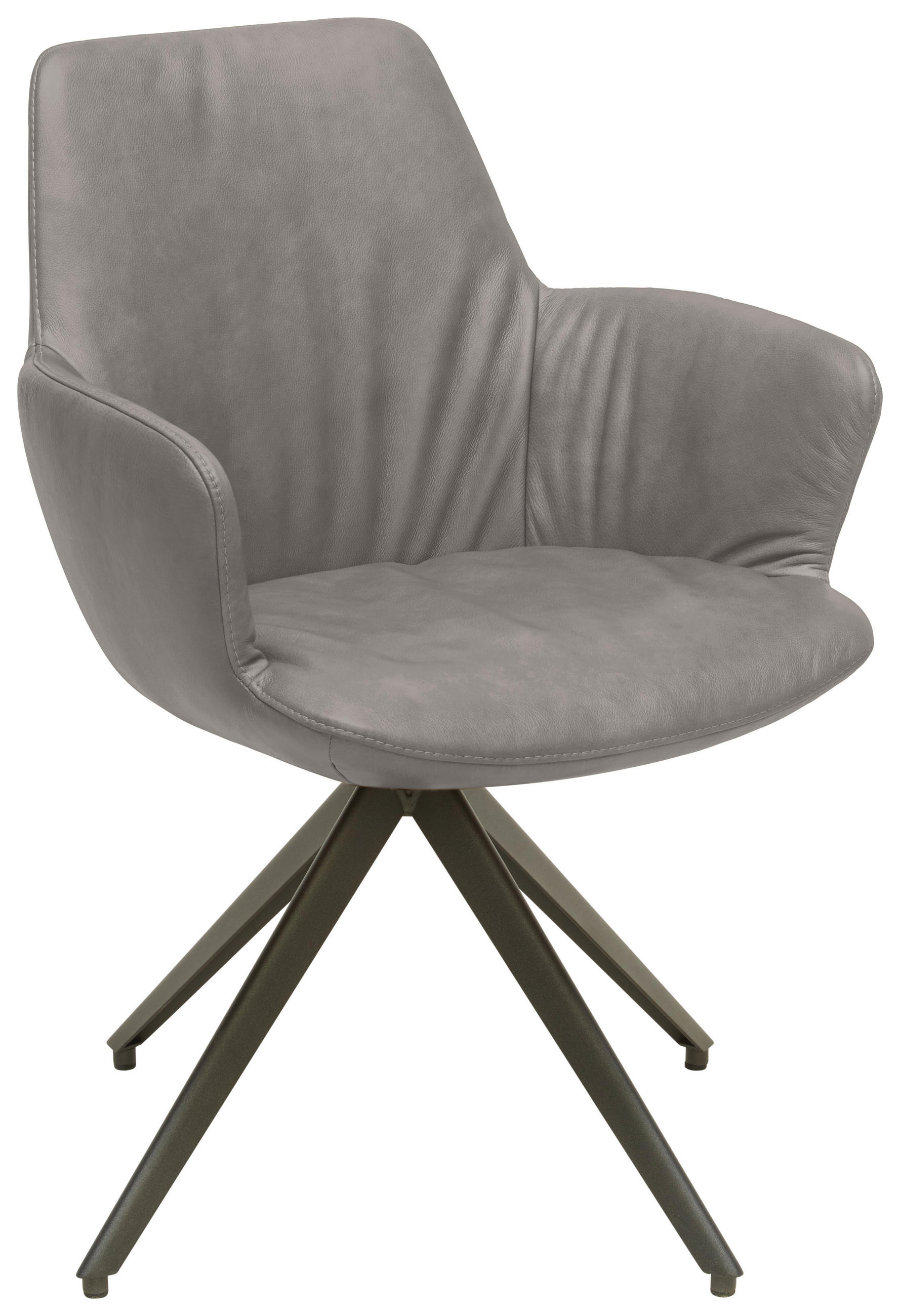 ARMLEHNSTUHL  in Stahl Echtleder pigmentiert  - Anthrazit/Hellgrau, Design, Leder/Metall (60/87/62cm) - Bert Plantagie