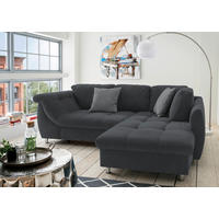 ECKSCHLAFSOFA in Mikrofaser Schwarz  - Chromfarben/Schwarz, Modern, Textil/Metall (250/190cm) - Livetastic