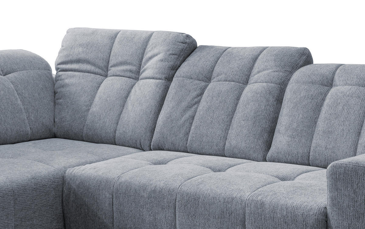 ECKSOFA in Chenille Hellblau  - Schwarz/Hellblau, Modern, Textil/Metall (200/261cm) - Livetastic