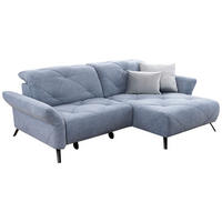 ECKSOFA in Webstoff Blau  - Blau/Schwarz, Design, Textil/Metall (262/173cm) - Moderano