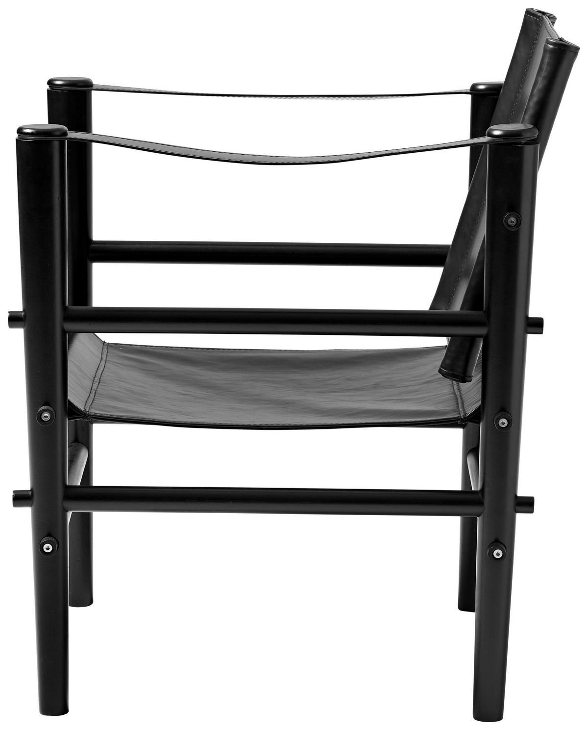 LOUNGESESSEL Schwarz    - Schwarz, ROMANTIK / LANDHAUS, Leder/Holz (59/79/61cm) - MID.YOU