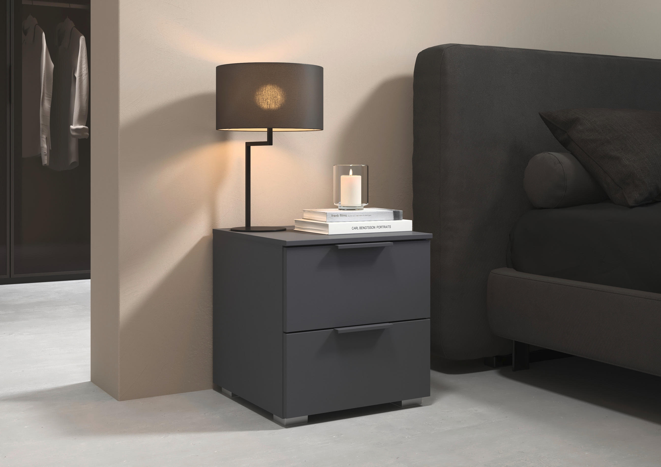 NACHTTISCH 40/42/42 cm  Grau  - Alufarben/Grau, Modern, Holzwerkstoff (40/42/42cm) - Rauch Möbel