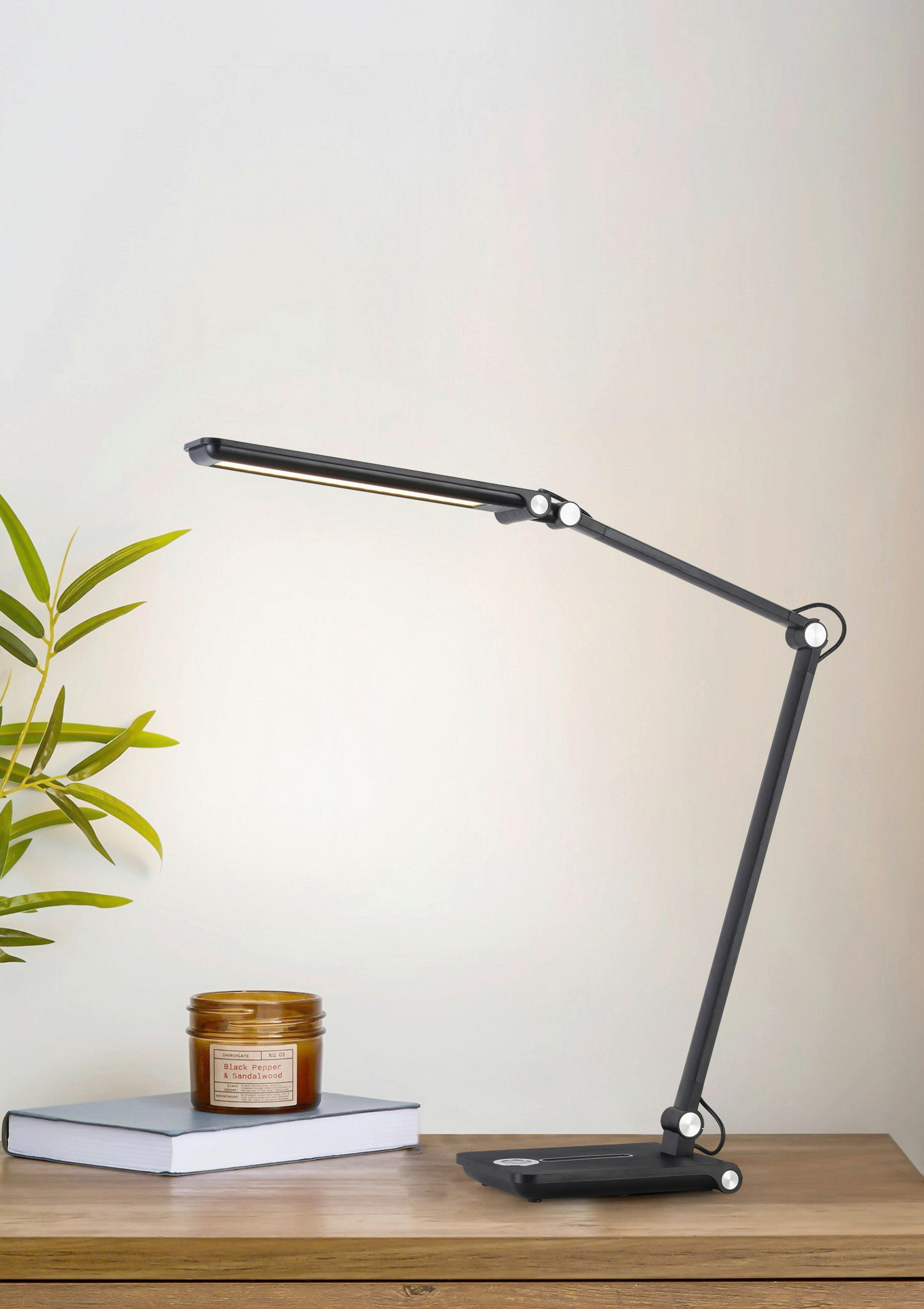 LED LAMPA NA PSACÍ STŮL, dotykový stmívač, 80 cm - černá/barvy chromu, Basics, kov/plast (80cm) - Novel