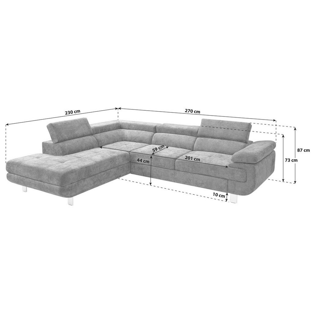Thumbnail - Mid.you Ecksofa, Sand, Textil, 5-Sitzer, Ottomane links, L-Form, 270x230 cm, Made in EU, Stoffauswahl, Hocker erhältlich...