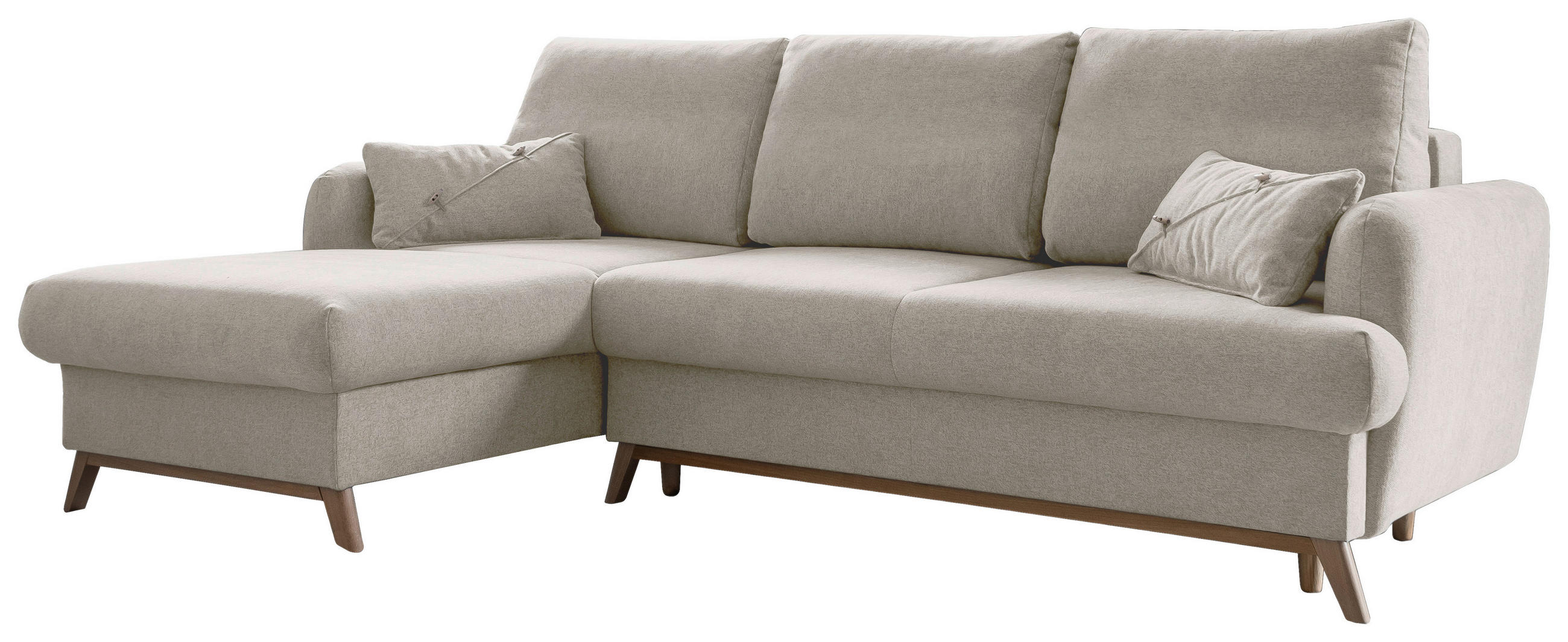 ECKSOFA Beige Chenille  - Beige/Naturfarben, Holz/Textil (157/235cm) - MID.YOU
