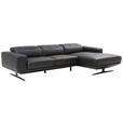 ECKSOFA in Echtleder Schwarz - Schwarz, Design, Leder/Metall (282/162cm) - Xora
