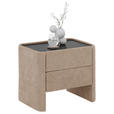 NACHTSCHRANK 57/49/41 cm  - Beige/Schwarz, Design, Glas/Textil (57/49/41cm) - Johann Jakob