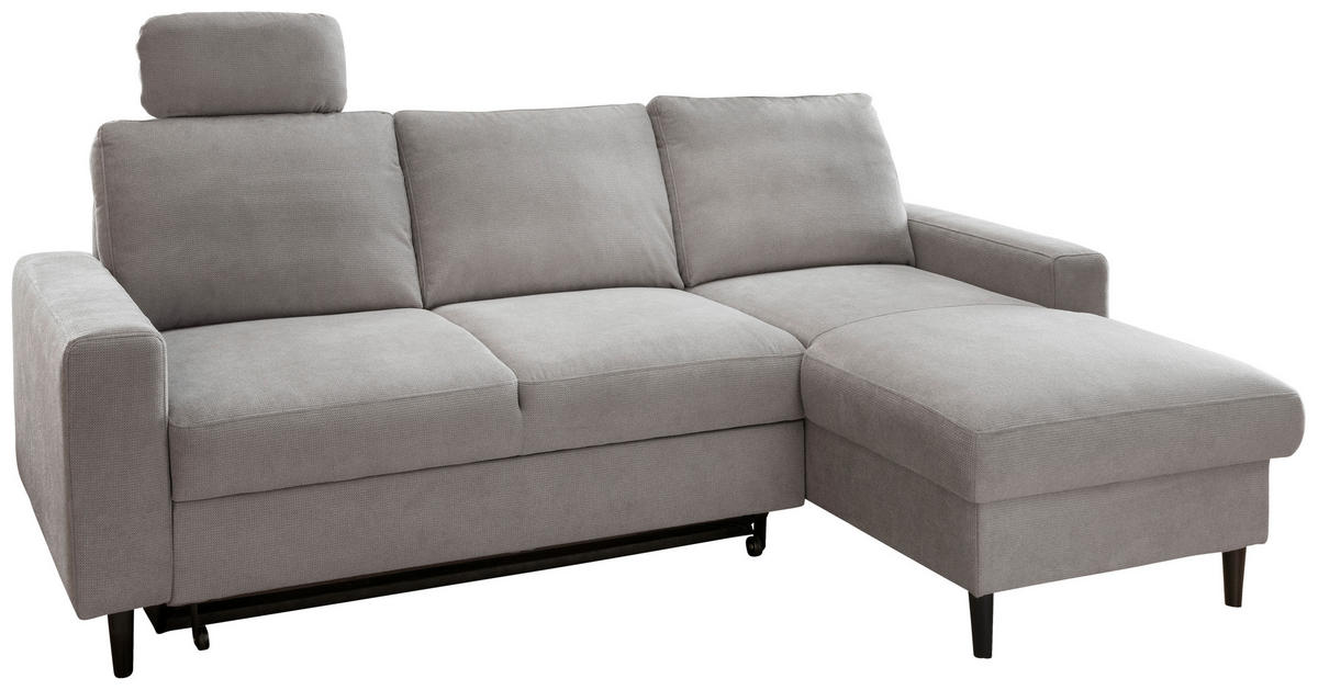 ECKSCHLAFSOFA Chenille Grau  - Schwarz/Grau, MODERN, Holz/Textil (234/147cm) - Livetastic