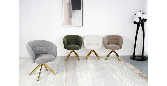 ARMLEHNSTUHL  Sitzfläche 360° drehbar Mikrofaser  Grau, Goldfarben  - Goldfarben/Grau, Design, Textil/Metall (65.5/82/61.5cm) - Hom`in