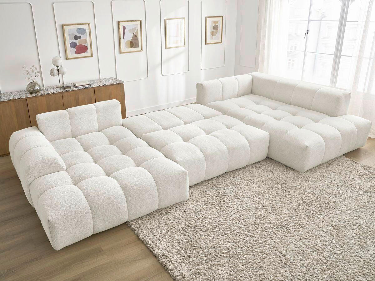 ECKSCHLAFSOFA EVEREST  mit Rücken echt, Armteil links, Armteil rechts Flachgewebe Weiß  - Schwarz/Weiß, MODERN, Kunststoff/Textil (423/212/90cm)