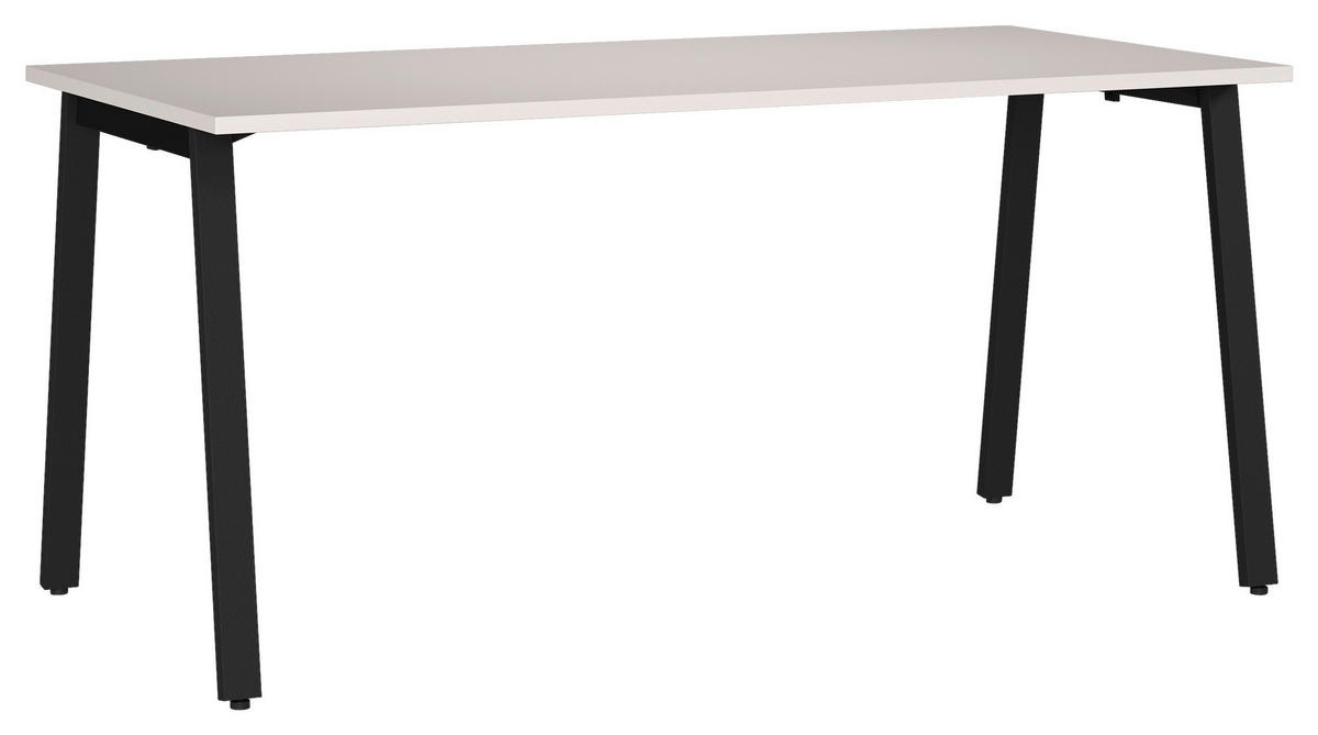 SCHREIBTISCH 160/80/75 cm, Schwarz, Kaschmir, in verschiedenen Holz-Dekoren erhältlich, justierbare Füße  - Kaschmir/Schwarz, MODERN, Holzwerkstoff/Metall (160/80/75cm) - Novel