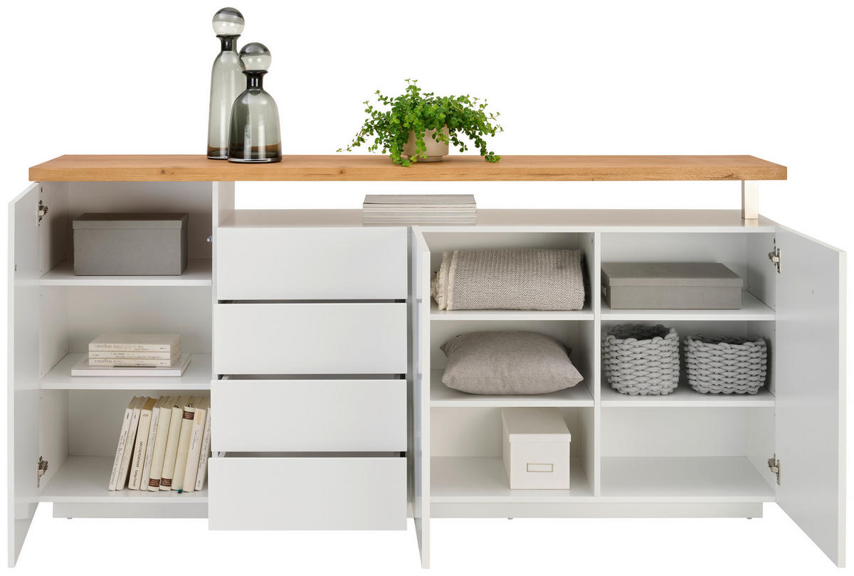 KOMODA S VRATIMA - boja hrasta/bela, Konvencionalno, drvo/pločasti materijal (196/92/41,5cm) - Novel