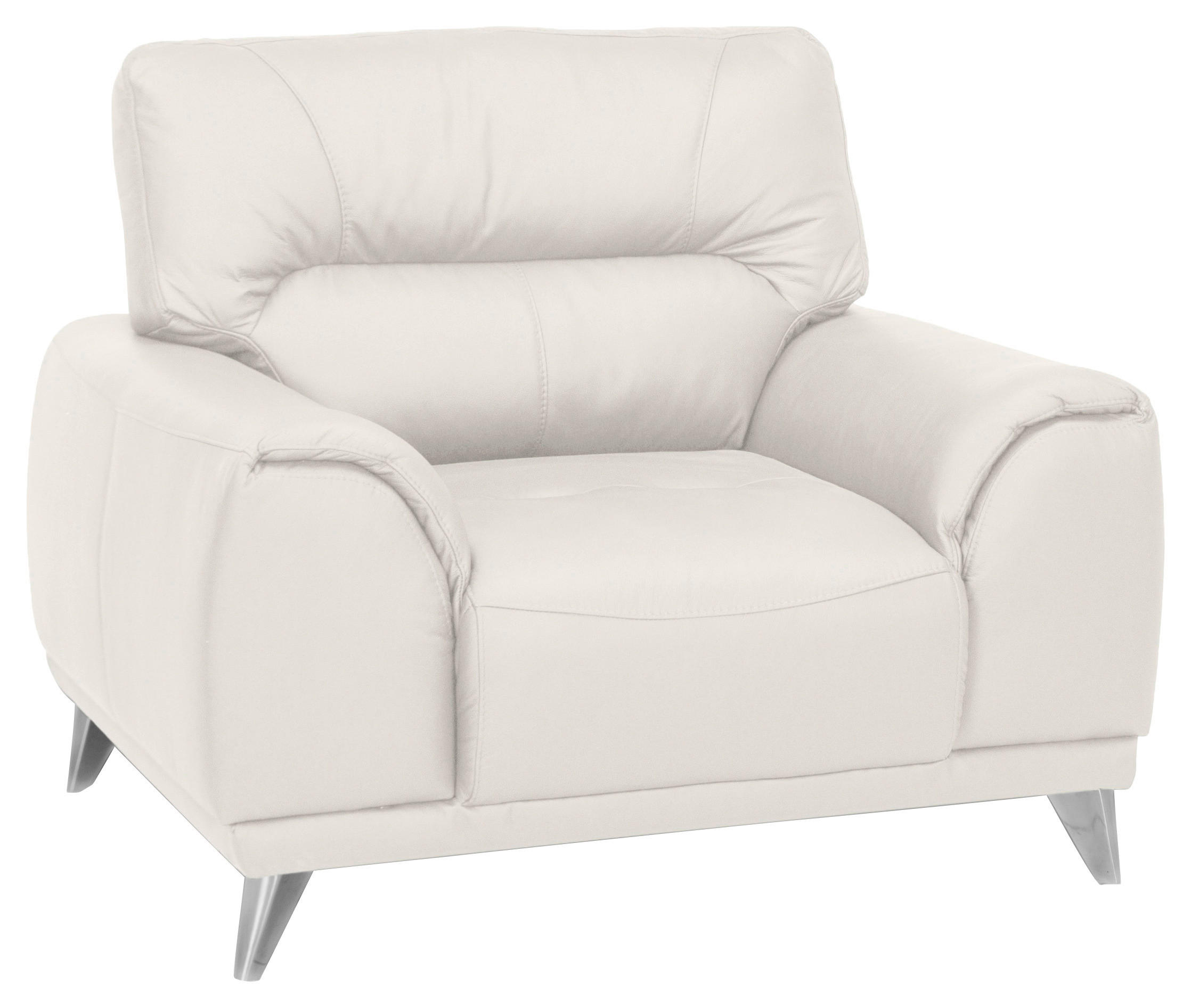 FERNSEHSESSEL  mit Lederlook Weiß  - Chromfarben/Weiß, MODERN, Textil/Metall (112/92/96cm) - MID.YOU