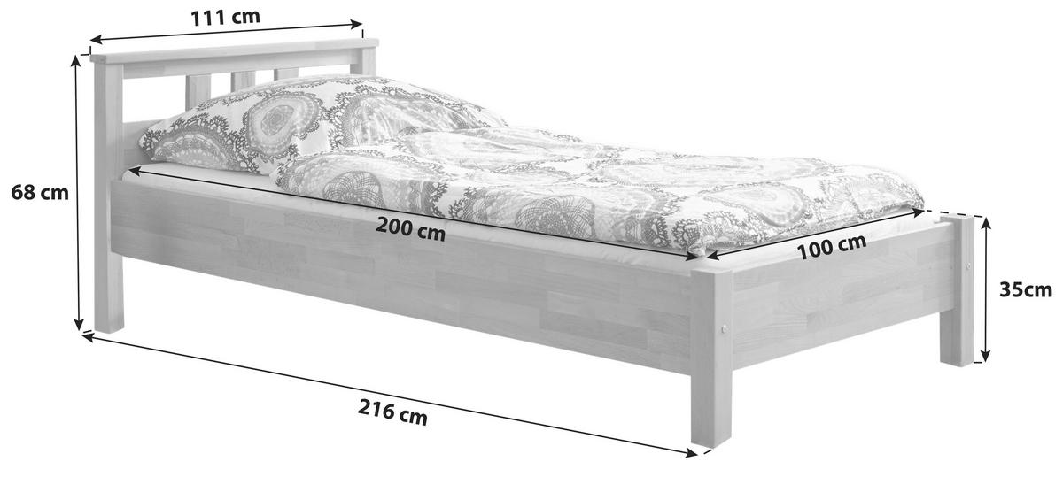 BETT 100/200 cm  in Buchefarben  - Buchefarben, KONVENTIONELL, Holz (100/200cm) - MID.YOU