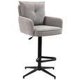 BARHOCKER Cord Taupe Eisen Sitzfläche 360° drehbar, Stoffauswahl, inklusive Armlehnen  - Taupe/Schwarz, Design, Textil/Metall (54/98-120/58cm) - Novel
