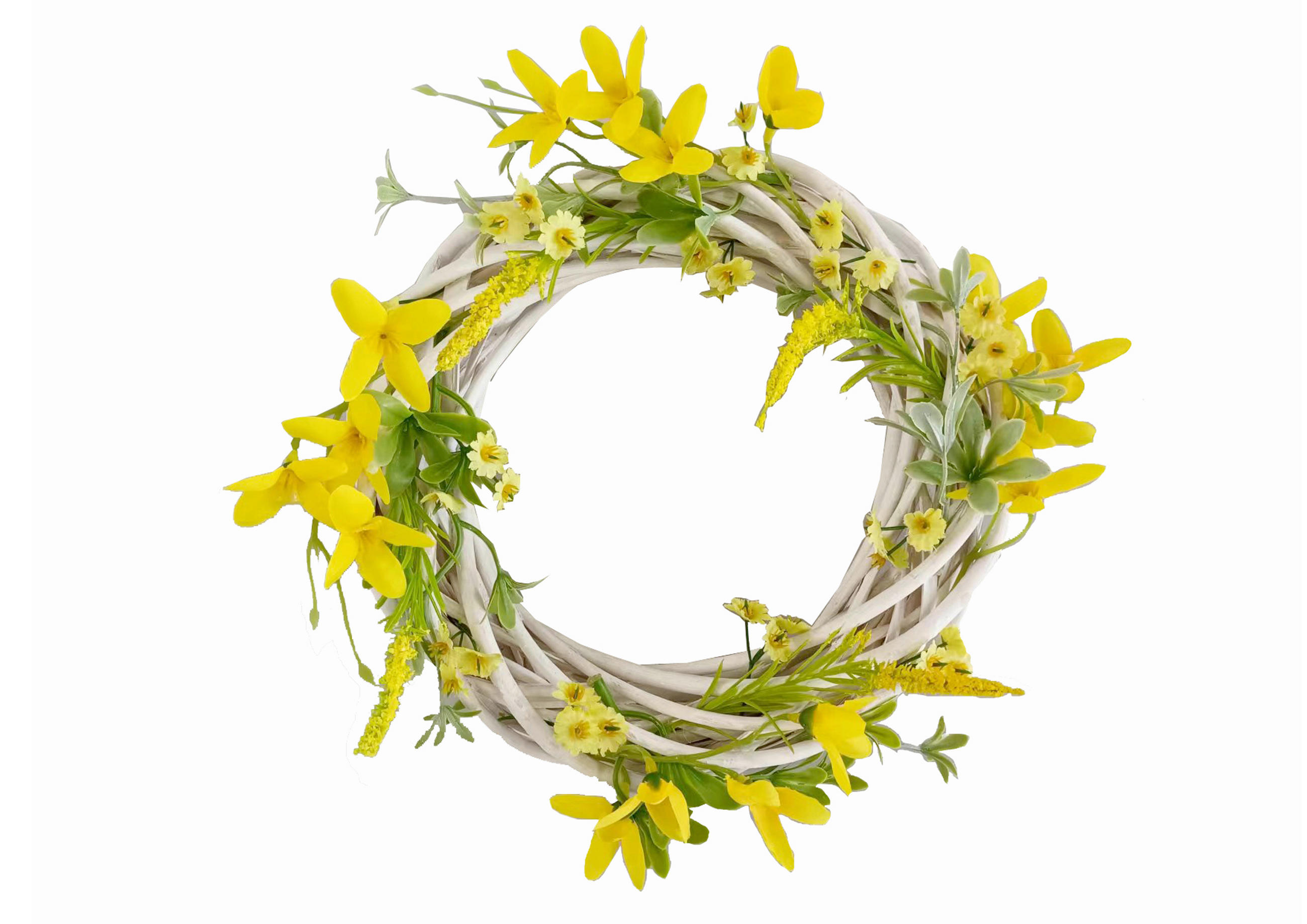 FRÜHLINGSKRANZ  - Gelb/Weiß, LIFESTYLE, Holz/Kunststoff (30cm)