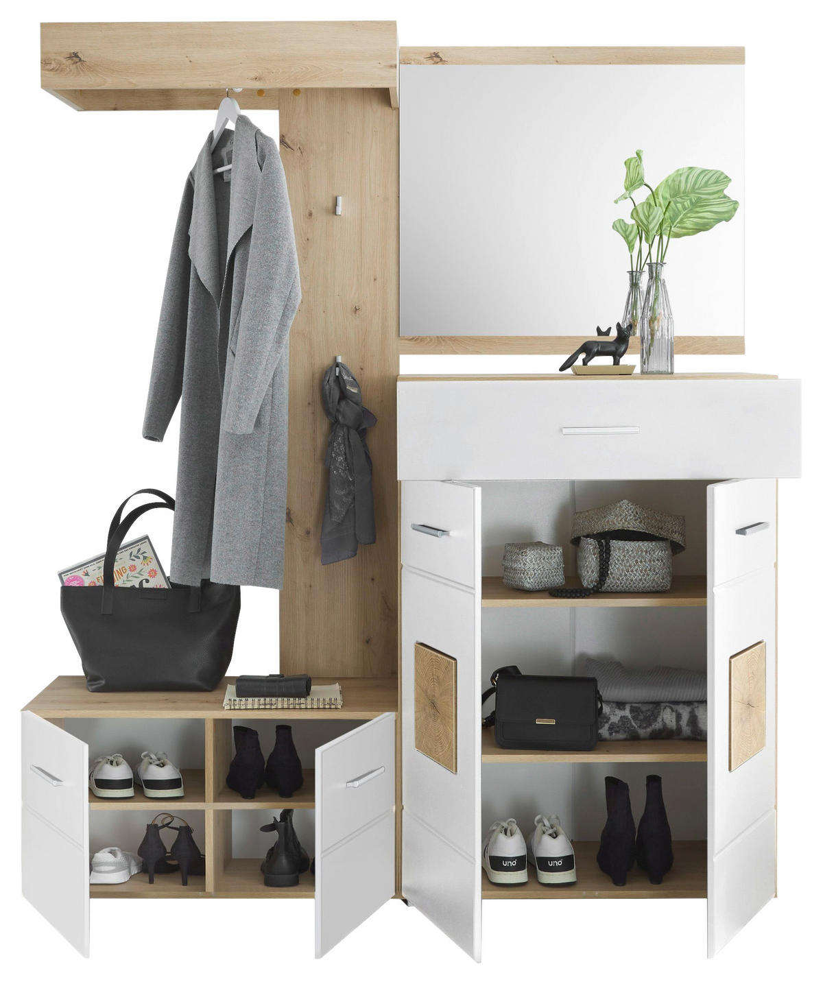 GARDEROBE 4-teilig  in 160/195/40 cm  - Weiß/Eiche Artisan, KONVENTIONELL, Holzwerkstoff (160/195/40cm) - home24