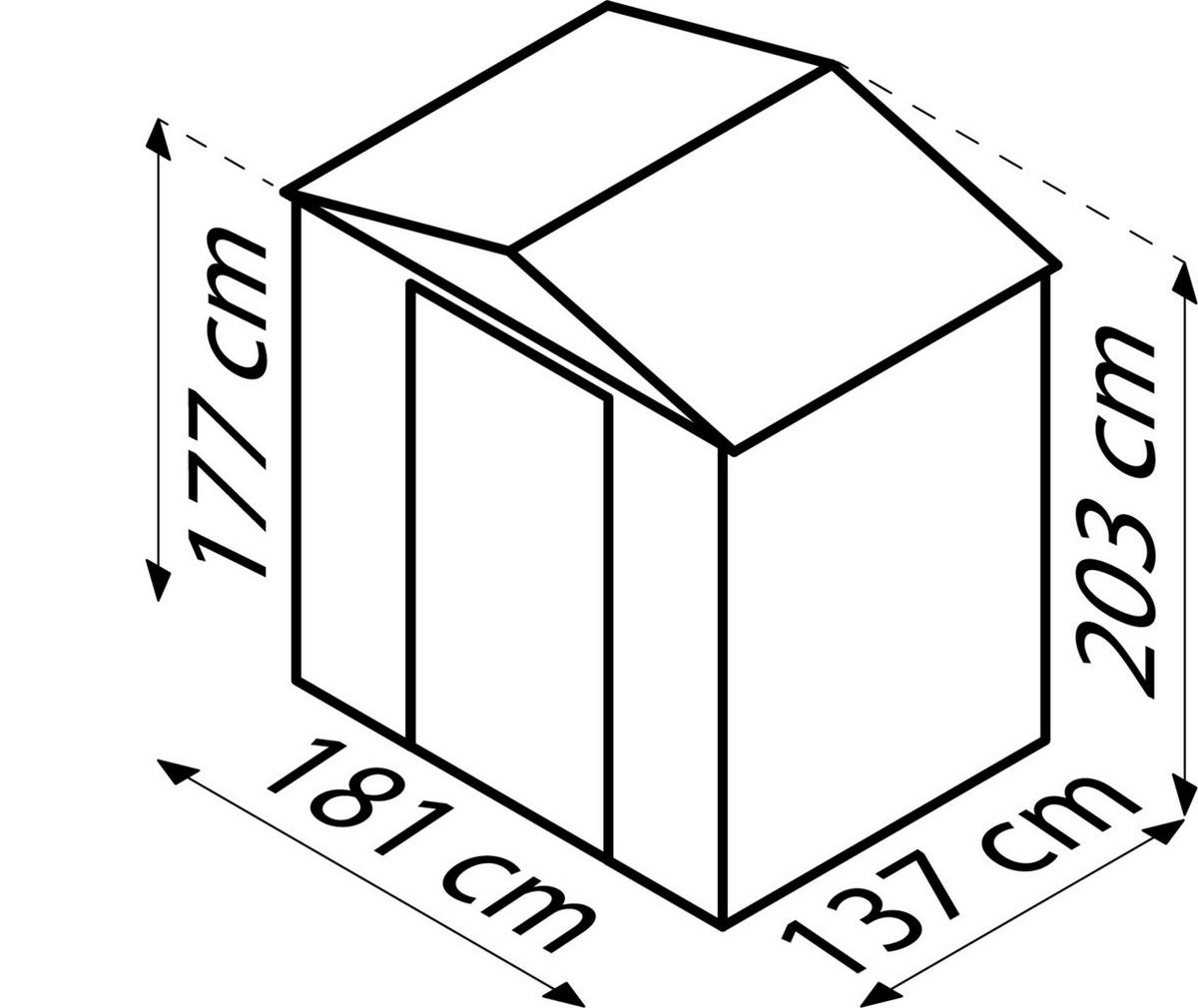 GERÄTEHAUS 193/203/152 cm  - Hellbraun, Basics, Metall (193/203/152cm)