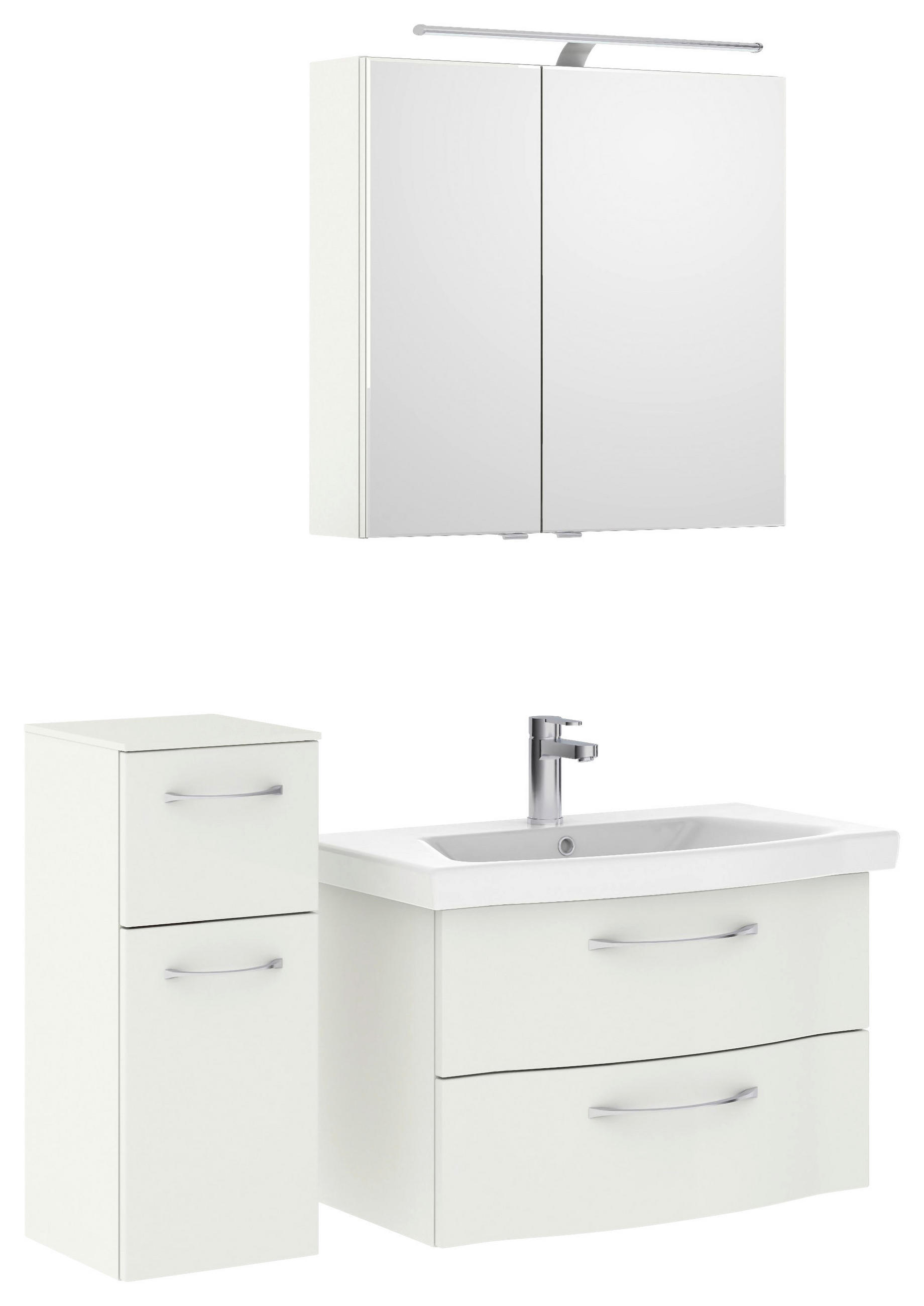 BADEZIMMER 4-teilig in 112 cm - Chromfarben/Weiß Hochglanz, KONVENTIONELL, Glas/Keramik (112cm) - Pelipal