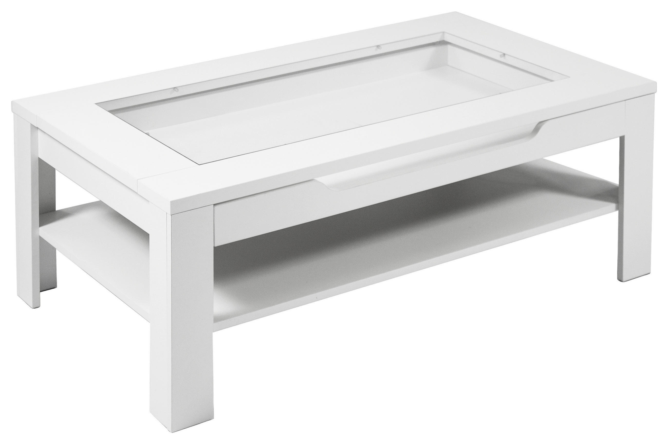 COUCHTISCH ESG, Klarglas 110/43/67 cm rechteckig Weiß  - Weiß, MODERN, Glas/Holzwerkstoff (110/43/67cm) - MID.YOU