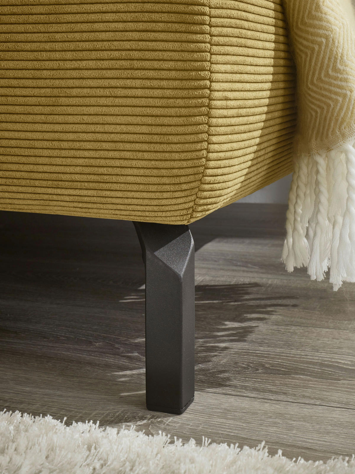 ECKSOFA in Feincord Gelb  - Gelb/Schwarz, Design, Textil/Metall (273/219cm) - Pure Home Comfort