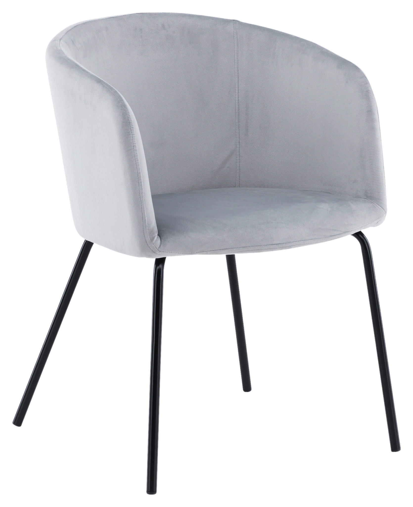 ARMLEHNSTUHL  in Stahl Samt  - Hellgrau/Schwarz, Design, Textil/Metall (55/78/55cm) - Livetastic