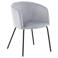 ARMLEHNSTUHL  in Stahl Samt  - Hellgrau/Schwarz, Design, Textil/Metall (55/78/55cm) - Livetastic