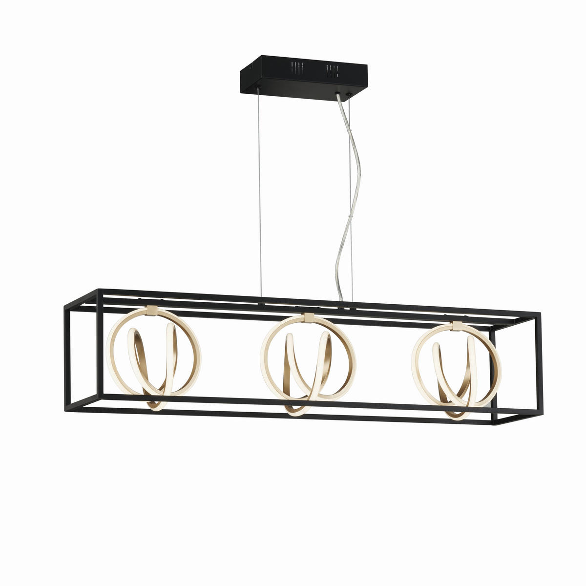 LED-HÄNGLAMPA Gisi 90/20/100 cm  - svart, Design, metall (90/20/100cm) - Fischer & Honsel