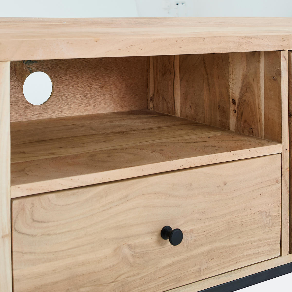 LOWBOARD  160/55/40 cm 1 Schublade(n) stehend  - Schwarz/Akaziefarben, Design, Holz/Metall (160/55/40cm) - Livetastic