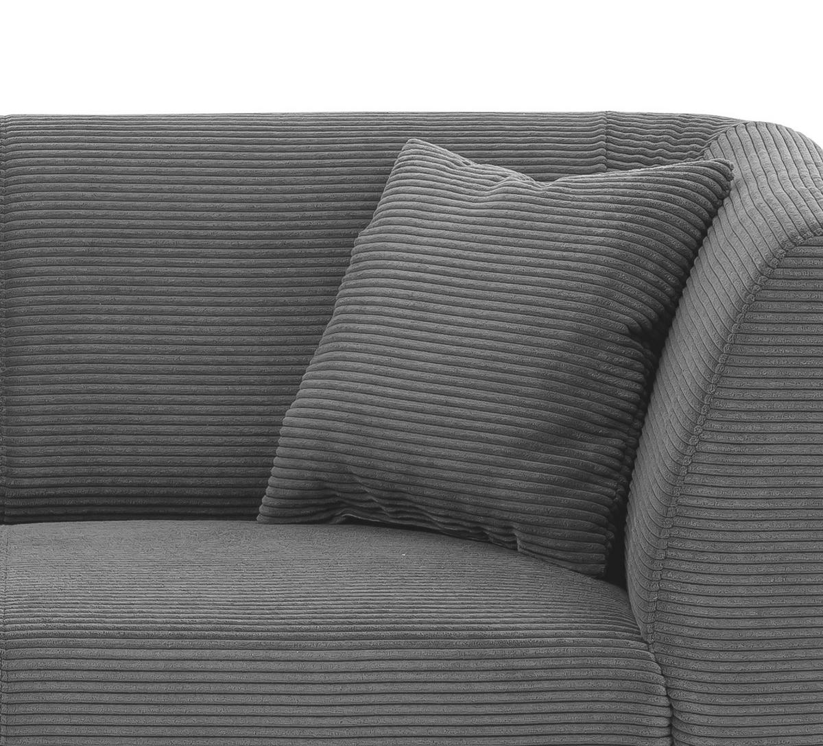 3-SITZER-SOFA in Cord Grau  - Schwarz/Grau, Modern, Holz/Textil (208/83/88cm) - MID.YOU