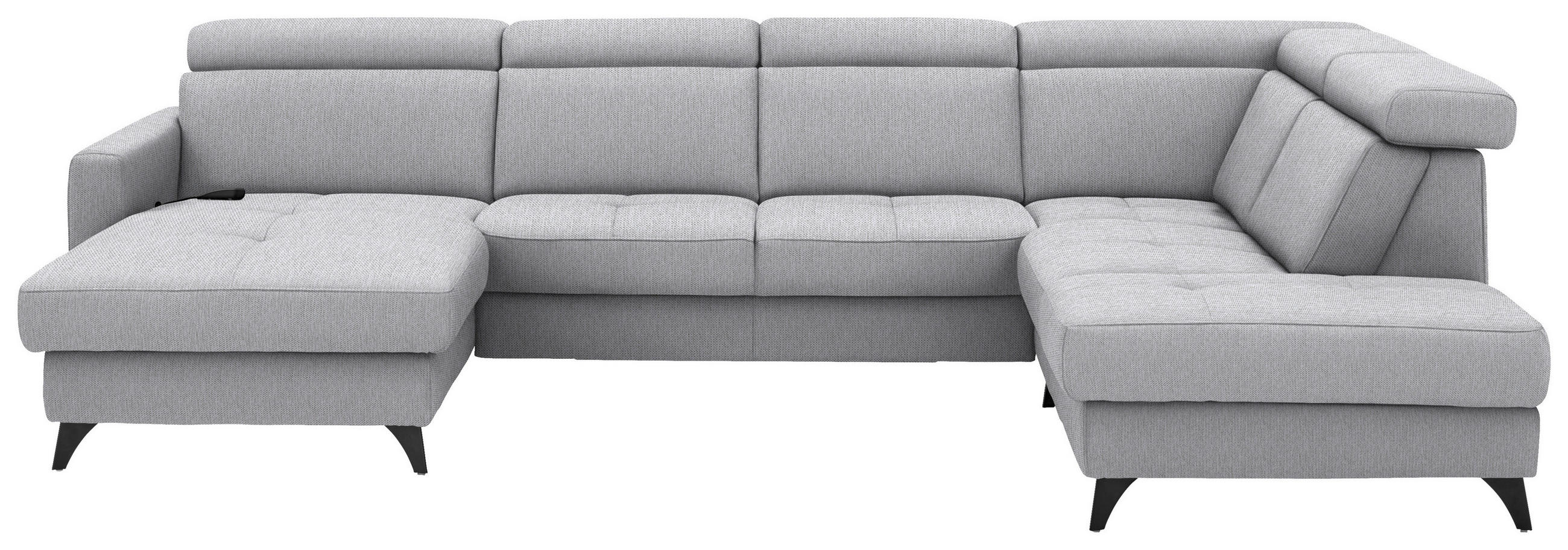 WOHNLANDSCHAFT Beldomo System in Flachgewebe Ecru  - Ecru/Schwarz, KONVENTIONELL, Textil/Metall (174/333/215cm) - Beldomo System