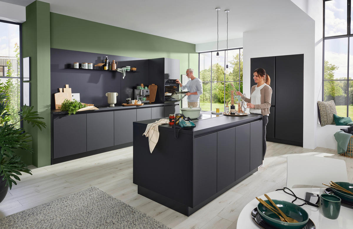 EINBAUKÜCHE P17  - Schwarz, Design, Holzwerkstoff - Dieter Knoll