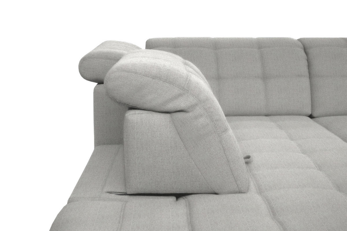 ECKSOFA in Webstoff Hellgrau  297/216 cm  - Hellgrau/Schwarz, Design, Holz/Textil (297/216cm) - Xora