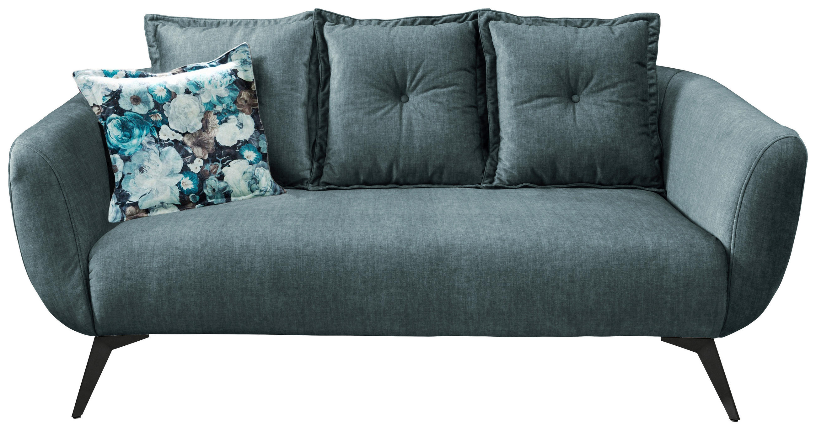 2,5-SITZER in Velours Blau, Multicolor  - Blau/Multicolor, MODERN, Holz/Textil (196/94/103cm) - Livetastic